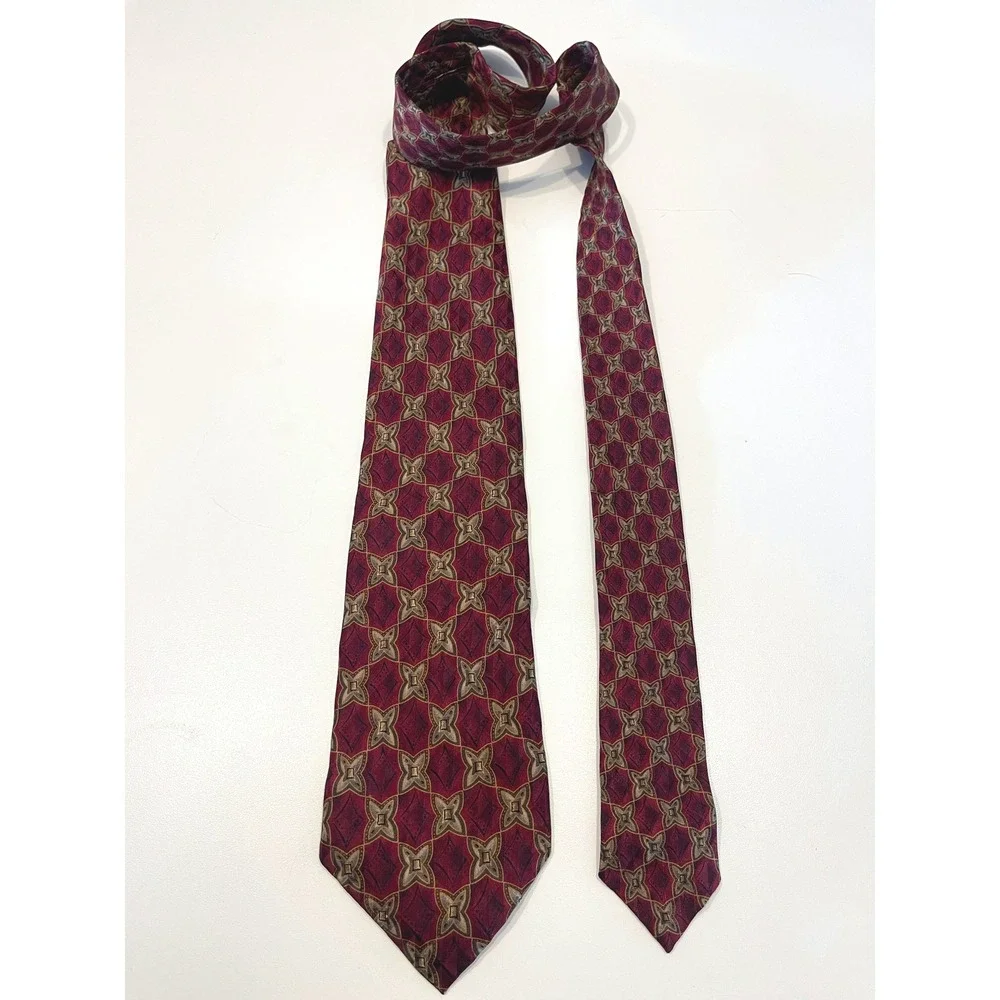 J.Z. Richards Red Gold Silk Floral Patterned Mens‎ Tie